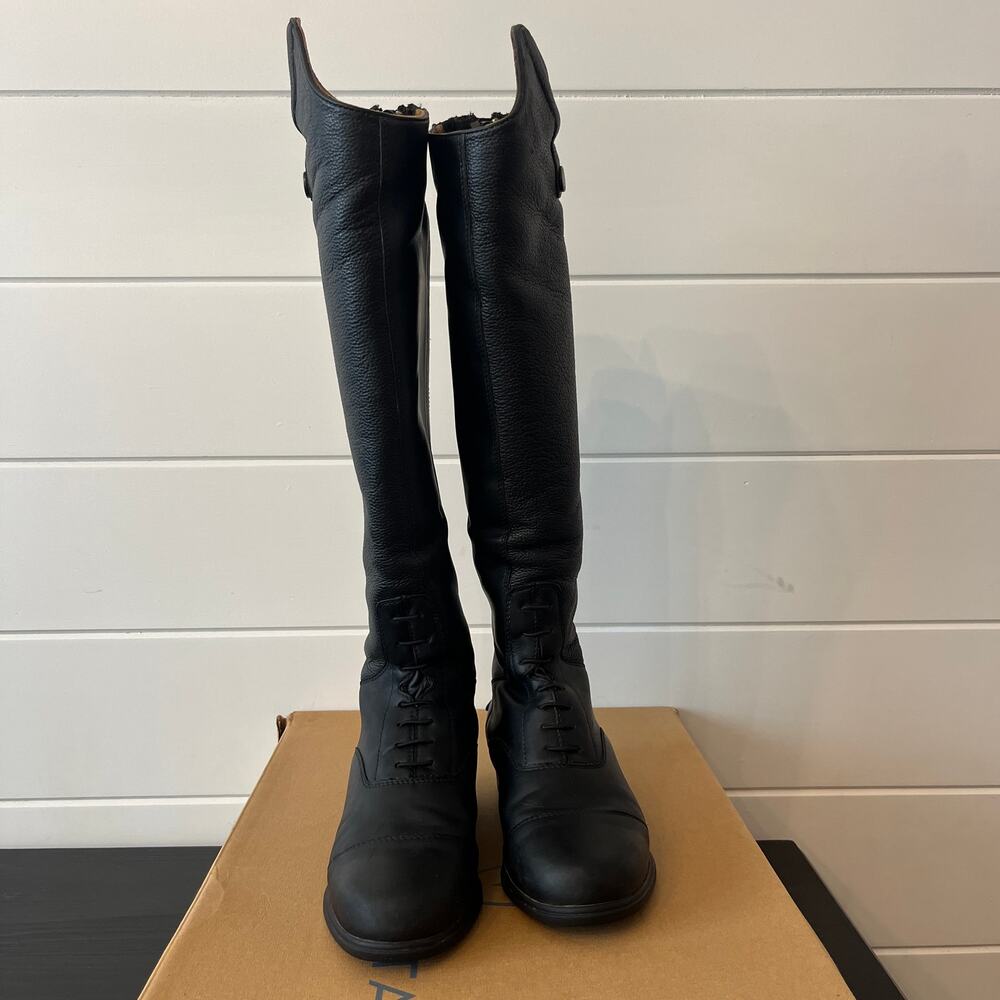 Moretta Gianna Tall Leather Field Riding Boots - Black